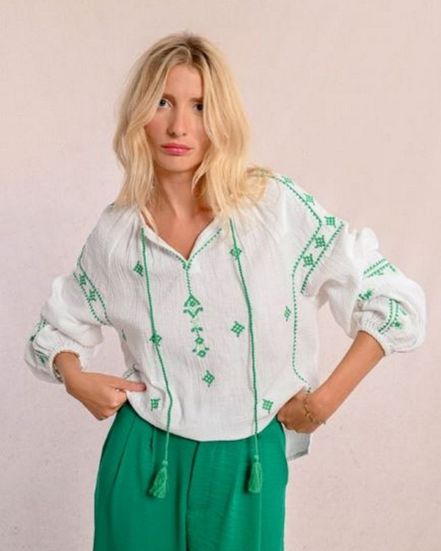 Blouse en Popeline Brodée MOLLY BRACKEN Blanc