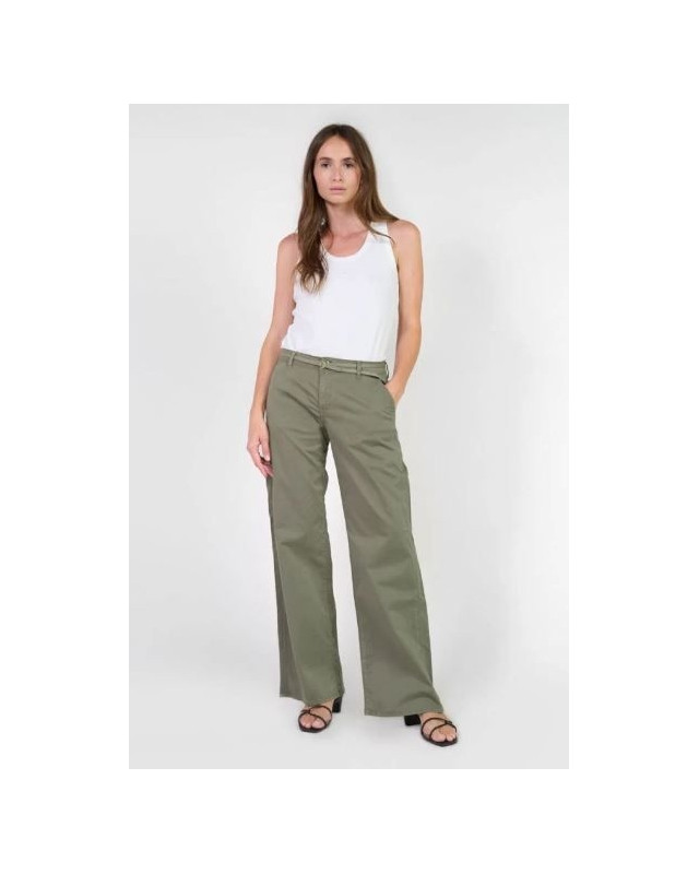 Pantalon Flare avec Ceinture Amovible LE TEMPS DES CERISES Kaki