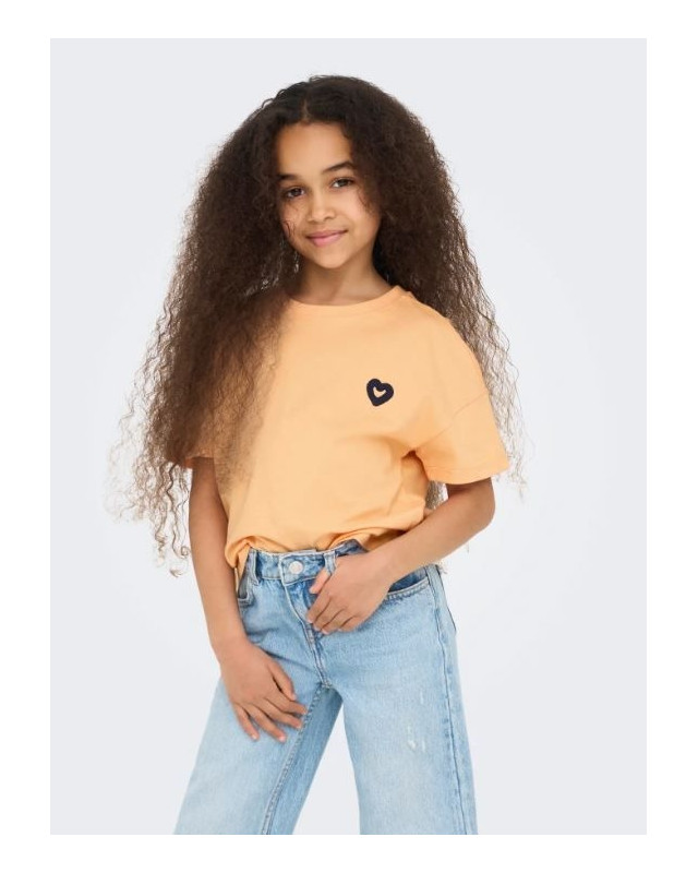 T-shirt avec coeur KIDS ONLY caramel cream heart /night sky