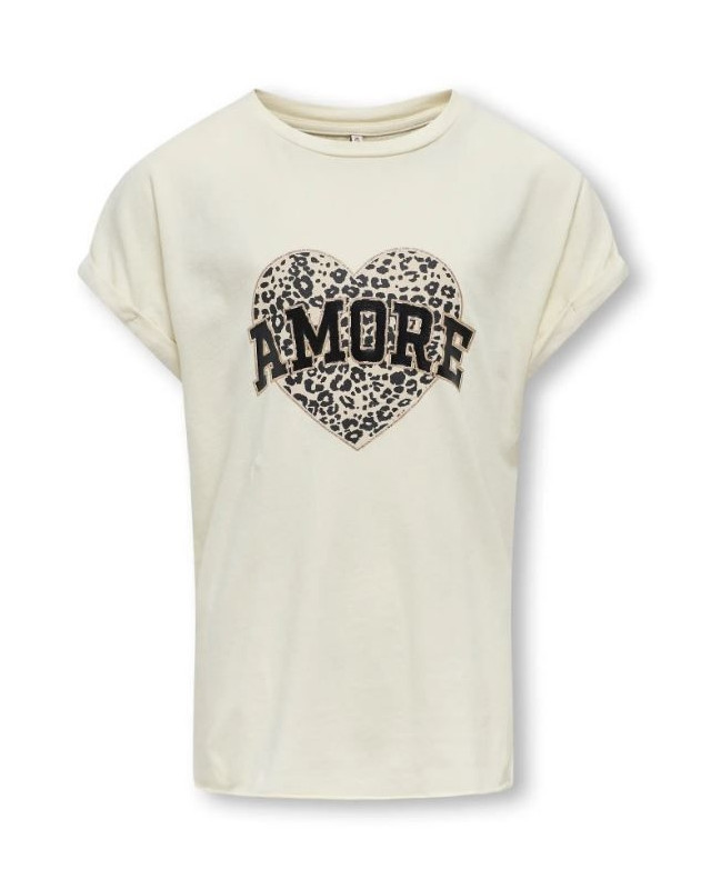 T-shirt amore léopard KIDS ONLY birch amore/leo