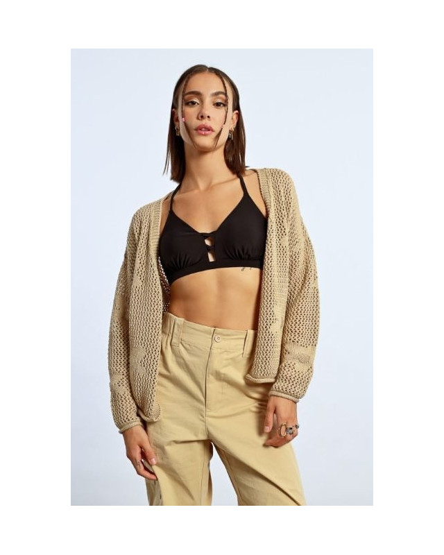 Cardigan en crochet fleurs LILI SIDONIO Beige