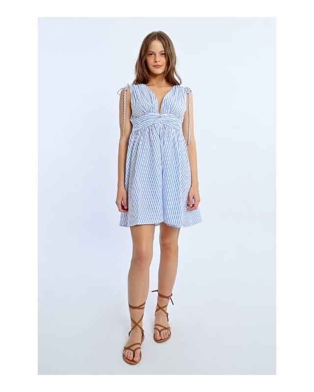 Robe courte rayée sans manches LILI SIDONIO light blue