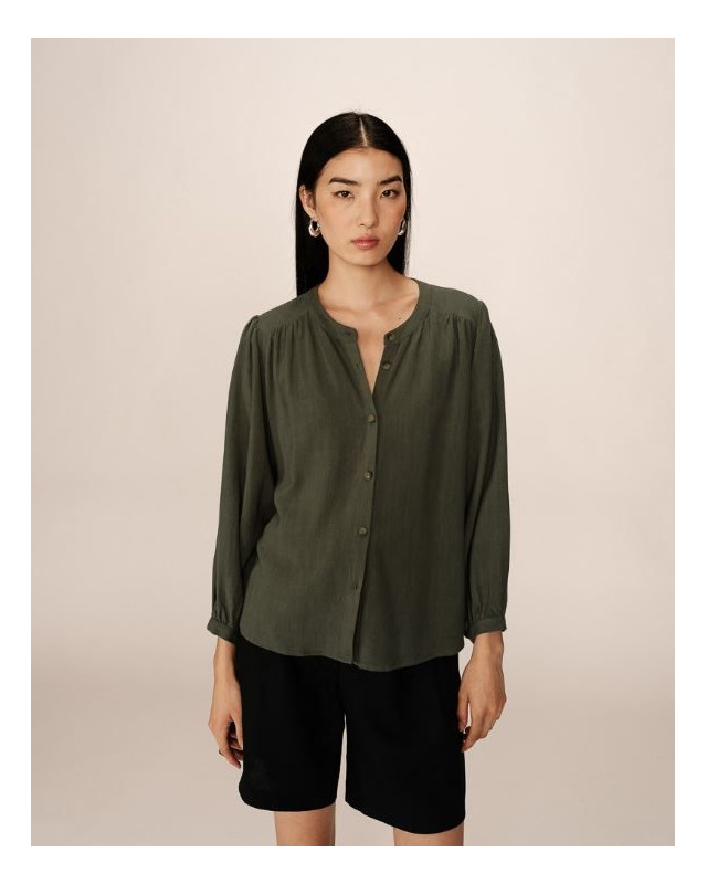 Blouse fluide à col mao GRACE & MILA Vert