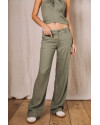 Pantalon large Agatha Plain Linen FREEMAN f839 deep lichen green