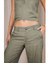 Pantalon large Agatha Plain Linen FREEMAN f839 deep lichen green