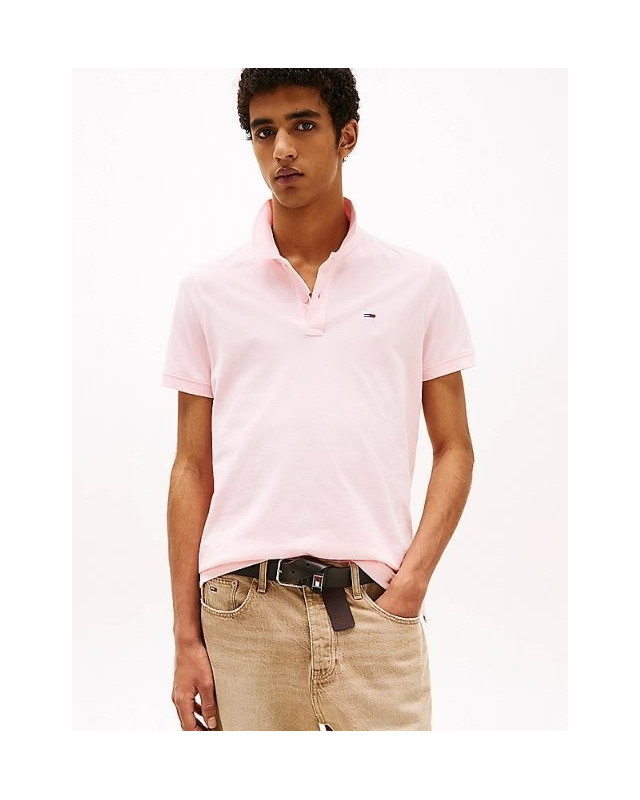 Polo ajusté à écusson drapeau TOMMY HILFIGER precious pink