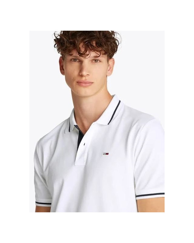 Polo à manches courtes et logo TOMMY HILFIGER Ecru