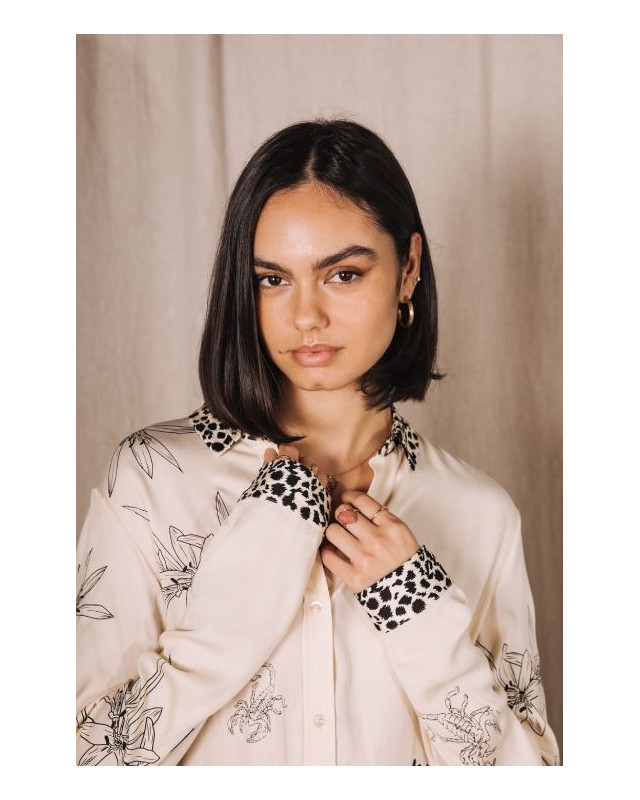 Chemisier à motifs Katy Sahara Trip FREEMAN f1322 pearled ivory