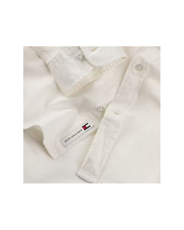 Chemise en coton et lin TOMMY HILFIGER Ecru