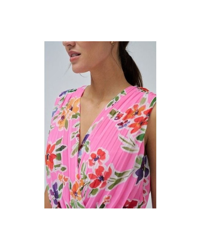 SALSA Robe rose plissée avec motif floral medium light