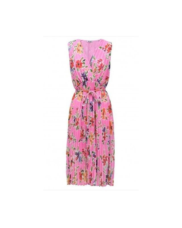 SALSA Robe rose plissée avec motif floral medium light