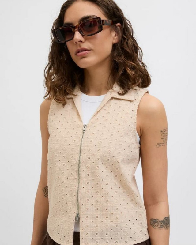 JJXX Gilet sans Manche Ecru