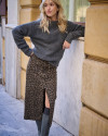 Jupe longue jess LAURE + MAX leopard carbone