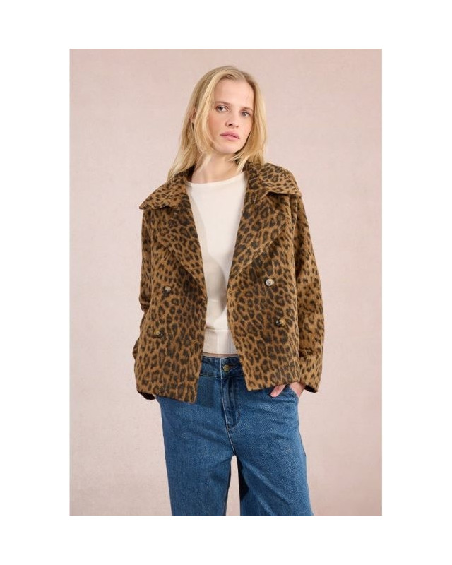 Veste courte imprimé léopard MOLLY BRACKEN Marron