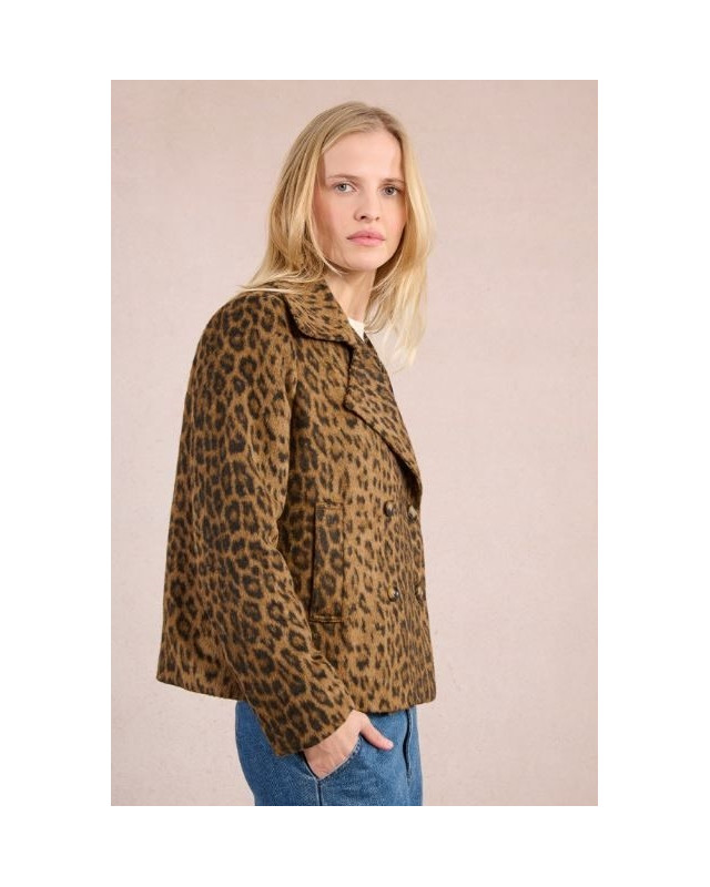 Veste courte imprimé léopard MOLLY BRACKEN Marron