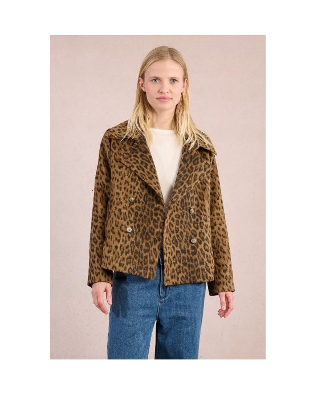 Veste courte imprimé léopard MOLLY BRACKEN Marron