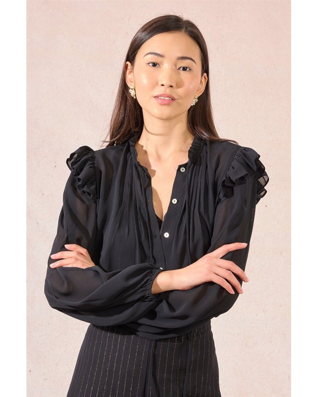 Chemise voile semi transparent  MOLLY BRACKEN Noir