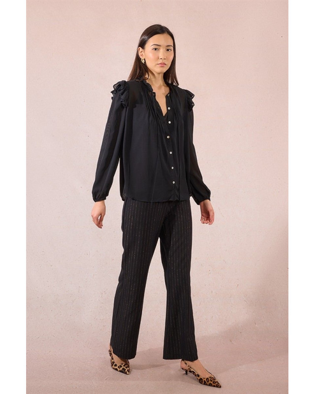 Chemise voile semi transparent  MOLLY BRACKEN Noir