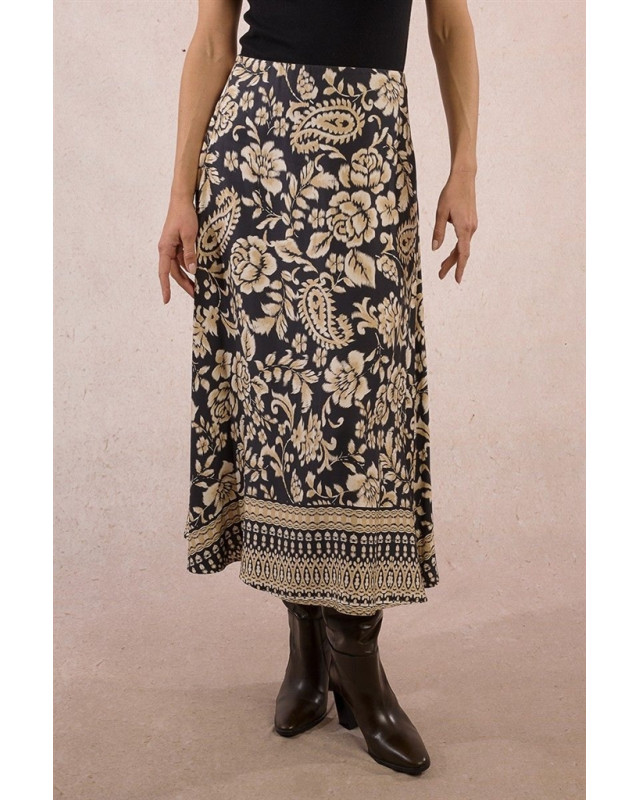 Jupe longue boheme imprimé MOLLY BRACKEN NOIR