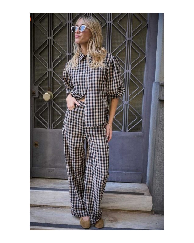 Pantalon large PALI LAURE+ MAX vichy broderie