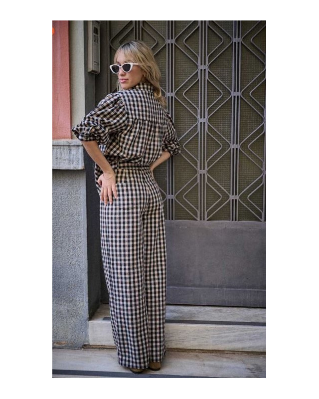 Pantalon large PALI LAURE+ MAX vichy broderie