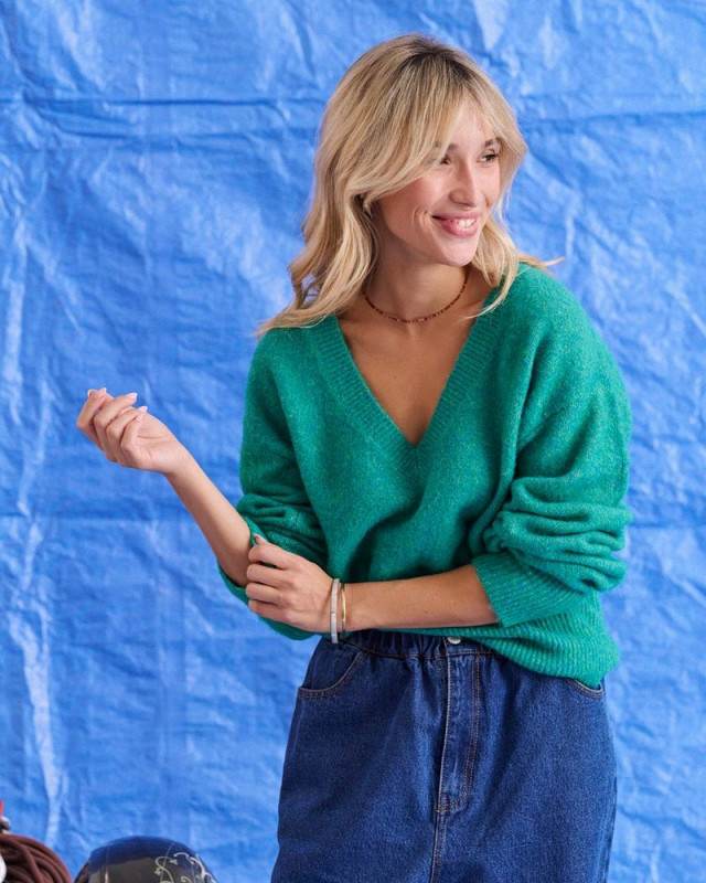 Pull col V maggy LAURE + MAX Vert