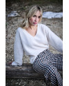 Pull col V maggy LAURE + MAX Blanc