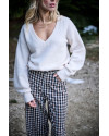 Pull col V maggy LAURE + MAX Blanc