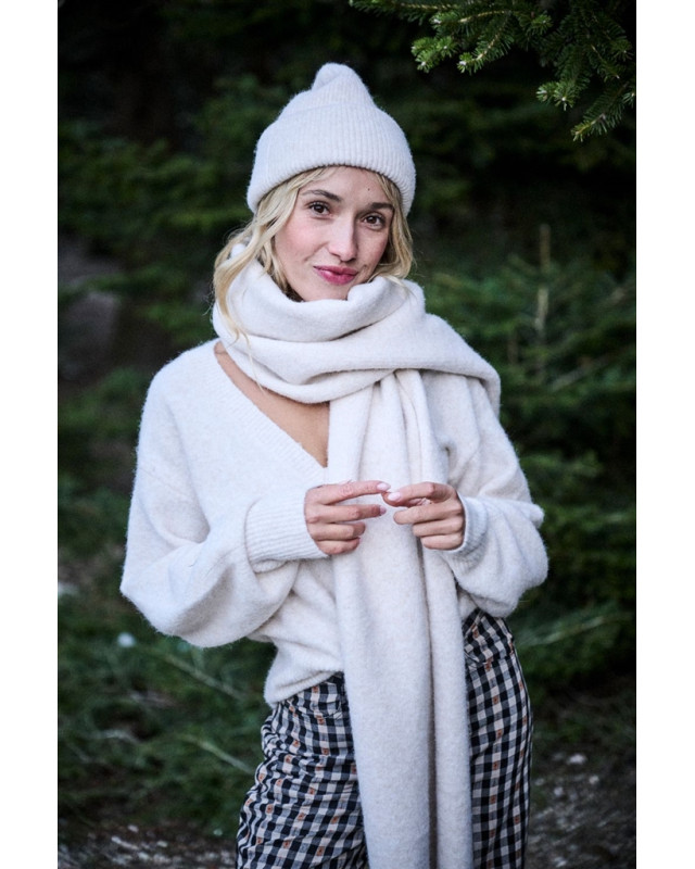 Pull col V maggy LAURE + MAX Blanc