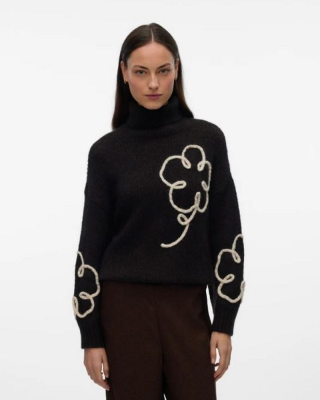 Pull brodé fatima VERO MODA chocolate torte