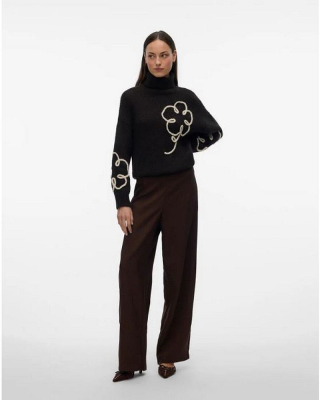 Pull brodé fatima VERO MODA chocolate torte