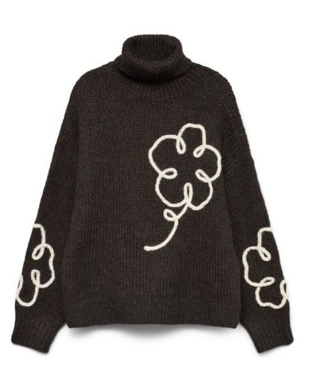 Pull brodé fatima VERO MODA chocolate torte