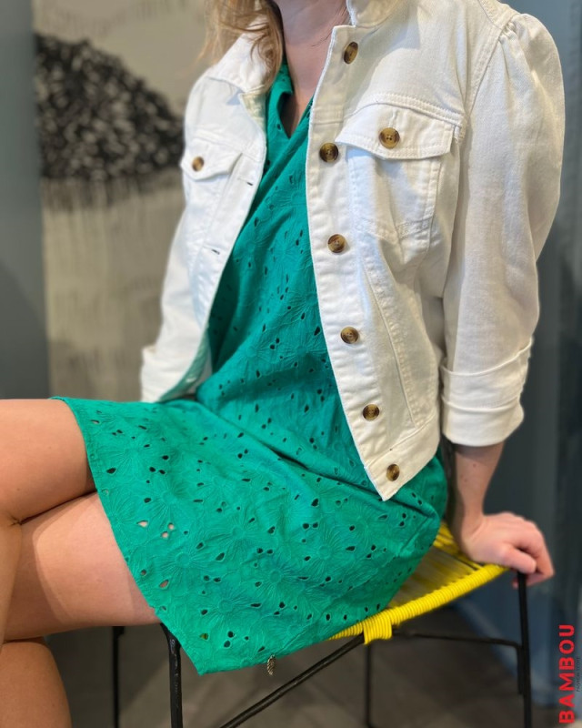 Veste en jean Douce C'EST BEAU LA VIE Ecru