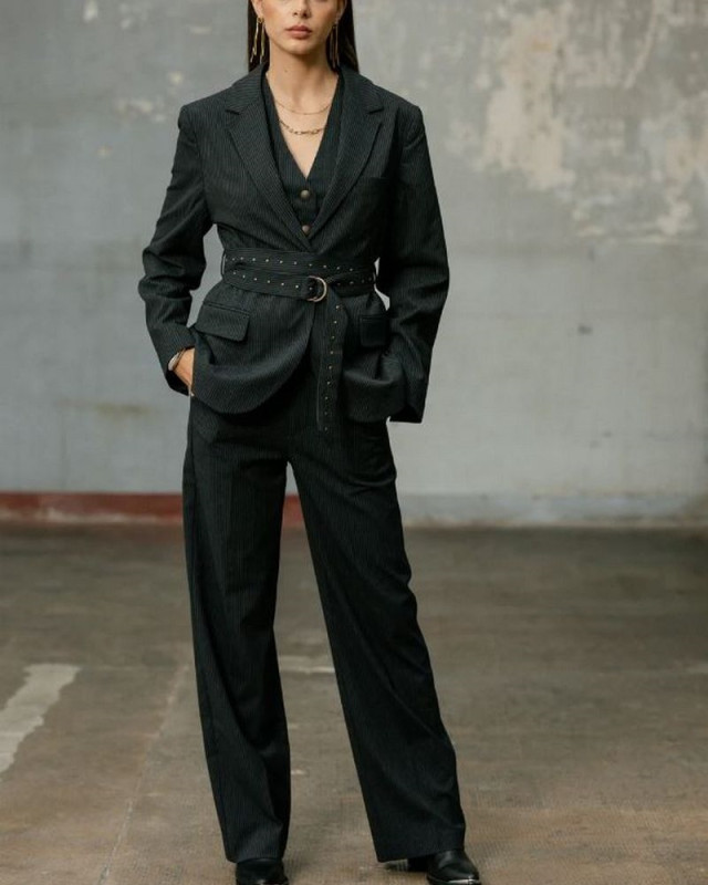 Pantalon large Sharon Oficina FREEMAN T PORTER f1346 black iris