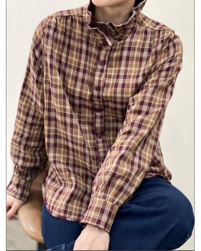 Chemisier reversible G087-41 IT HIPPIE bordeau