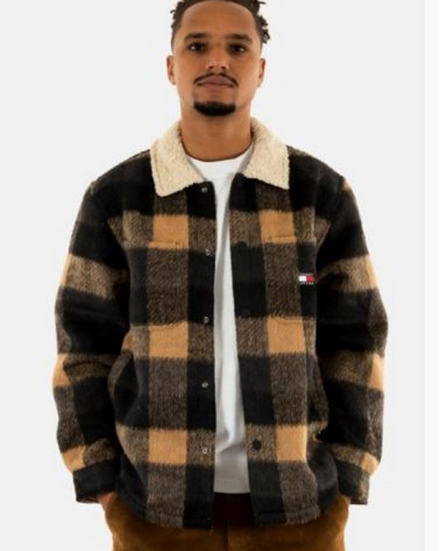 Veste courte Tjm check teddy overshirt ext TOMMY HILFIGER black / buffalo check