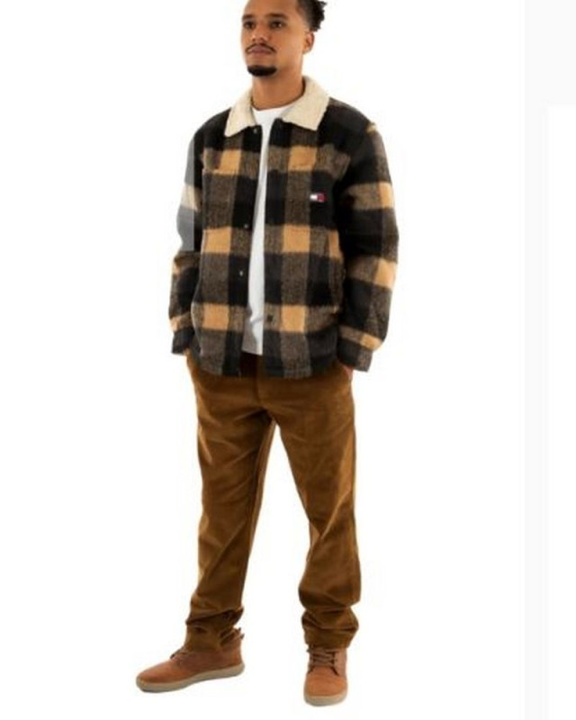 Veste courte Tjm check teddy overshirt ext TOMMY HILFIGER black / buffalo check