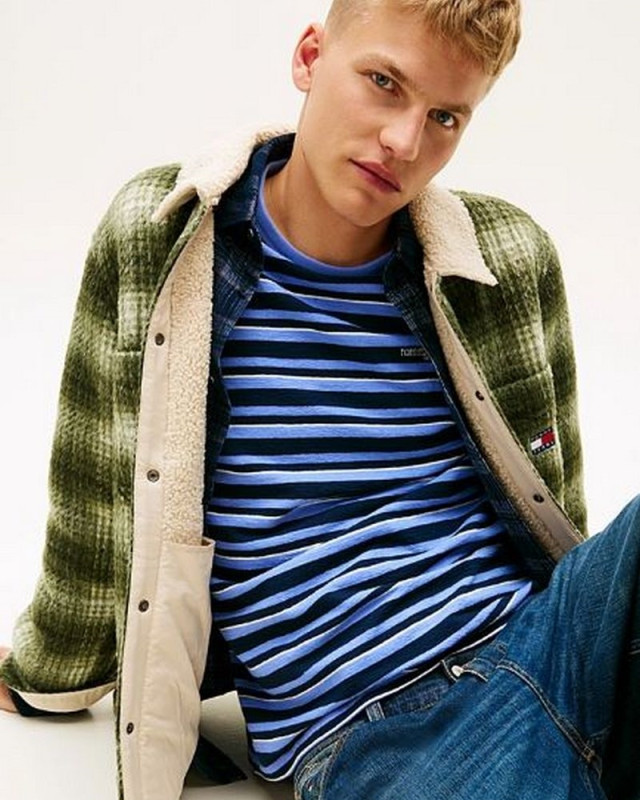 Veste courte Tjm check teddy overshirt ext TOMMY HILFIGER dark greenery/check