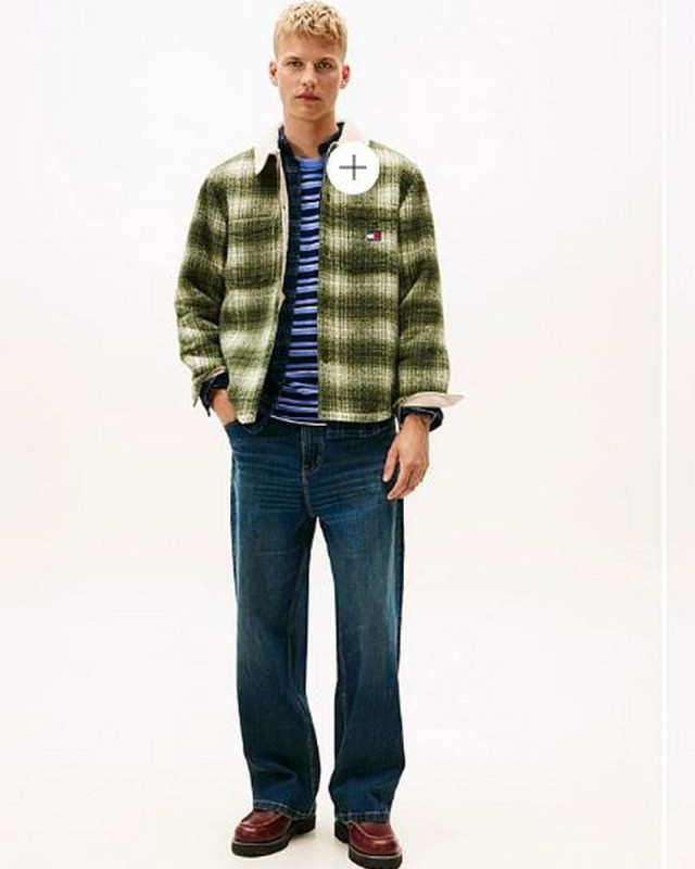 Veste courte Tjm check teddy overshirt ext TOMMY HILFIGER dark greenery/check