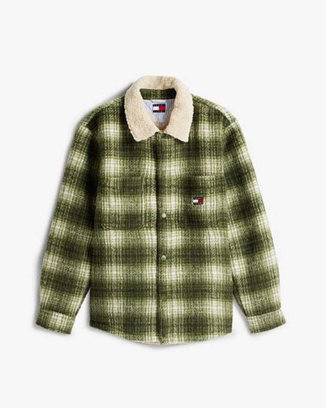 Veste courte Tjm check teddy overshirt ext TOMMY HILFIGER dark greenery/check