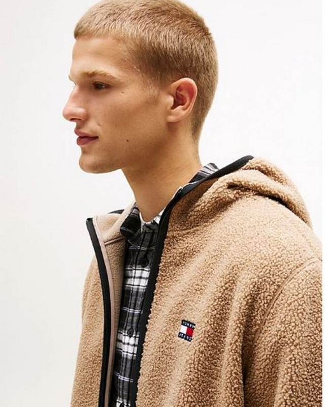 Sweat polaire DM0DM19224 Tjm reg badge teddy TOMMY HILFIGER coastal taupe