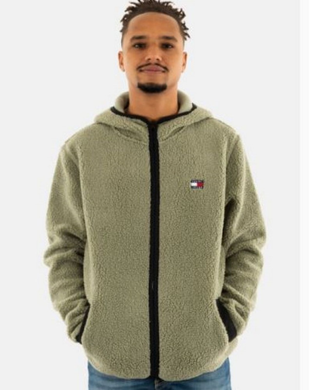 Sweat polaire DM0DM19224 Tjm reg badge teddy TOMMY HILFIGER utility sage