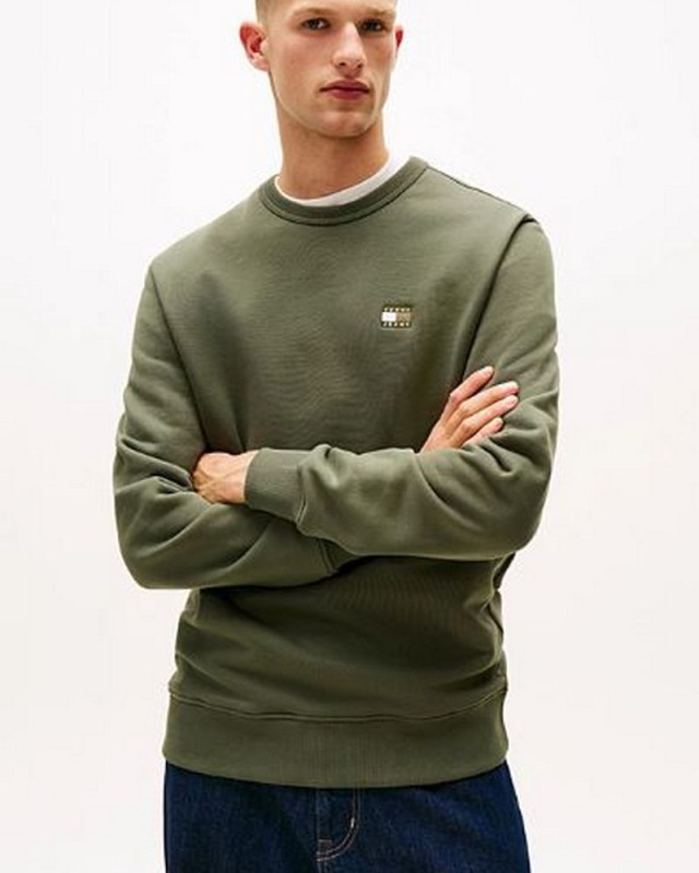 Sweat ras du cou Dm0dm20660 reg badge TOMMY HILFIGER pewter green tonal