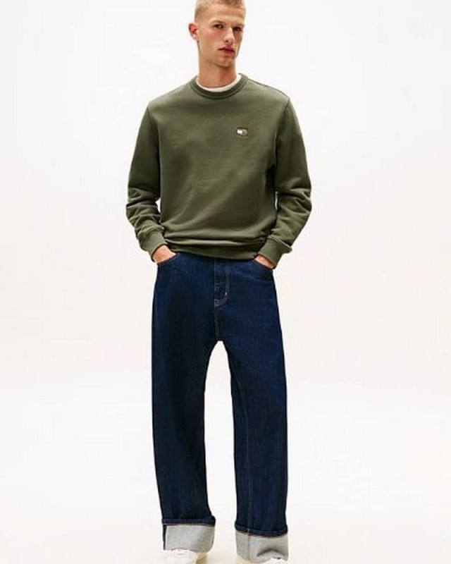 Sweat ras du cou Dm0dm20660 reg badge TOMMY HILFIGER pewter green tonal