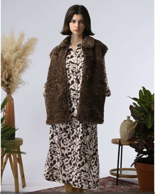 Gilet long woody ORFEO Chocolat