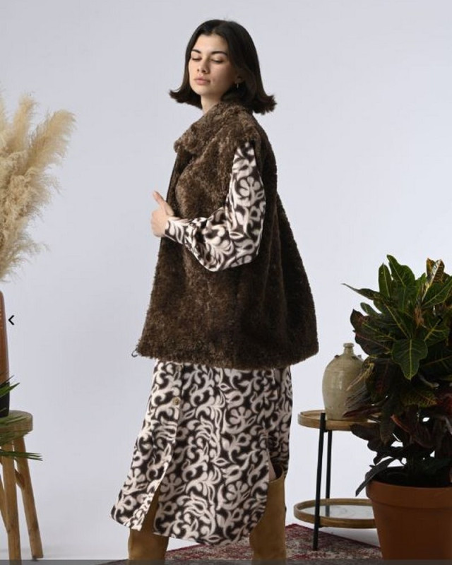 Gilet long woody ORFEO Chocolat