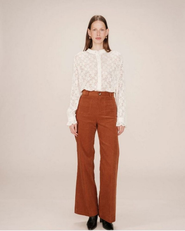 Pantalon velour samba GRACE ET MILA brique