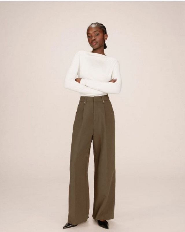 Pantalon large septime GRACE ET MILA vert foret