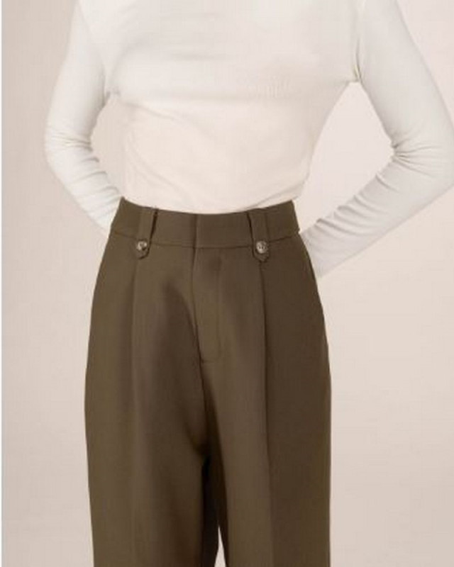 Pantalon large septime GRACE ET MILA vert foret