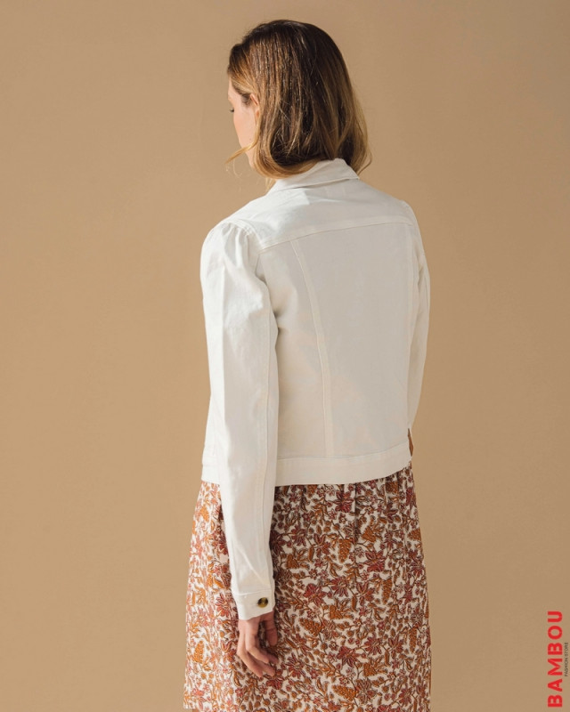 Veste en jean Douce C'EST BEAU LA VIE Ecru